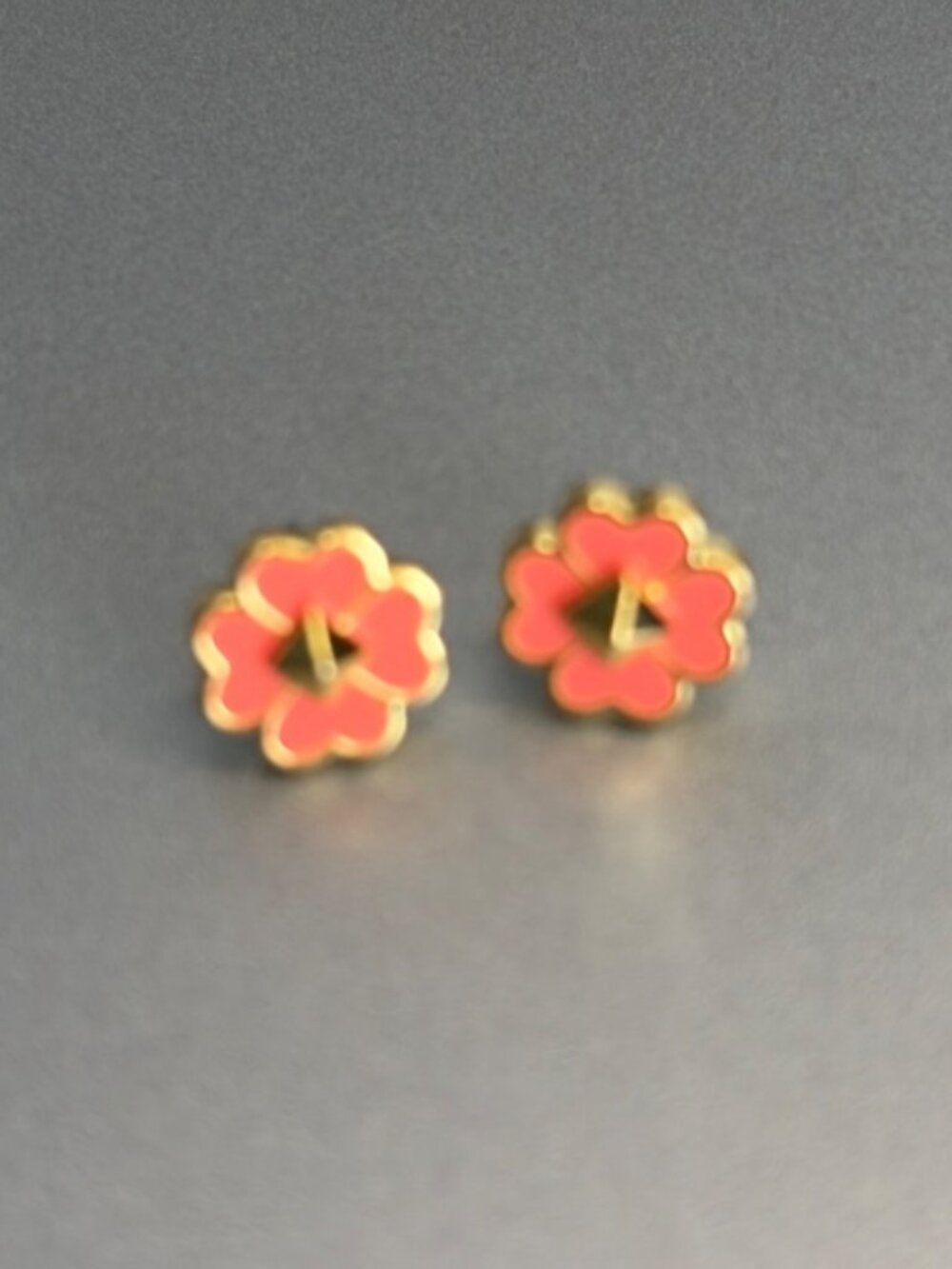 Kate Spade Peach Coral Flower Stud Earrings Gold Tone